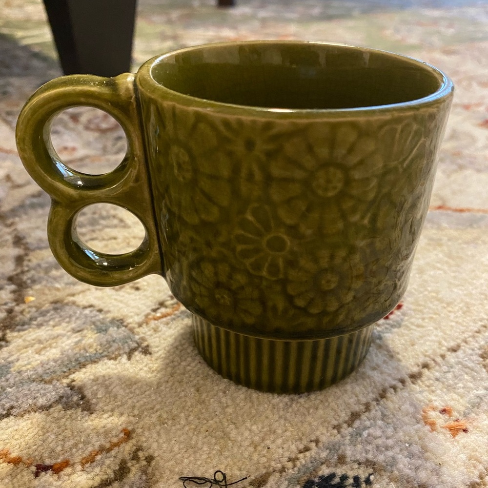 Vintage MCM Green Stacking Coffee Mug